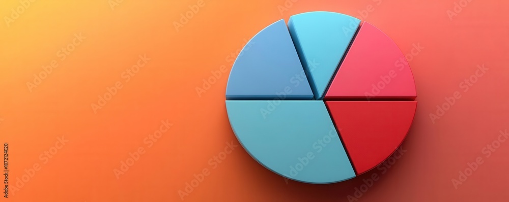 Aufkleber a colorful pie chart divided into four segments with a gradient orange background, emphasizing data 