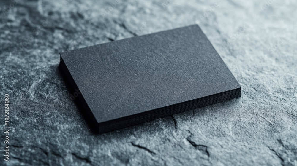Poster a sleek, black rectangular object rests on a textured surface, showcasing simplicity and elegance in