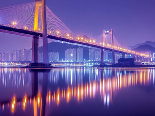 Naklejka premium suspension bridge at night