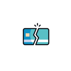 Broken credit card icon flat vector design