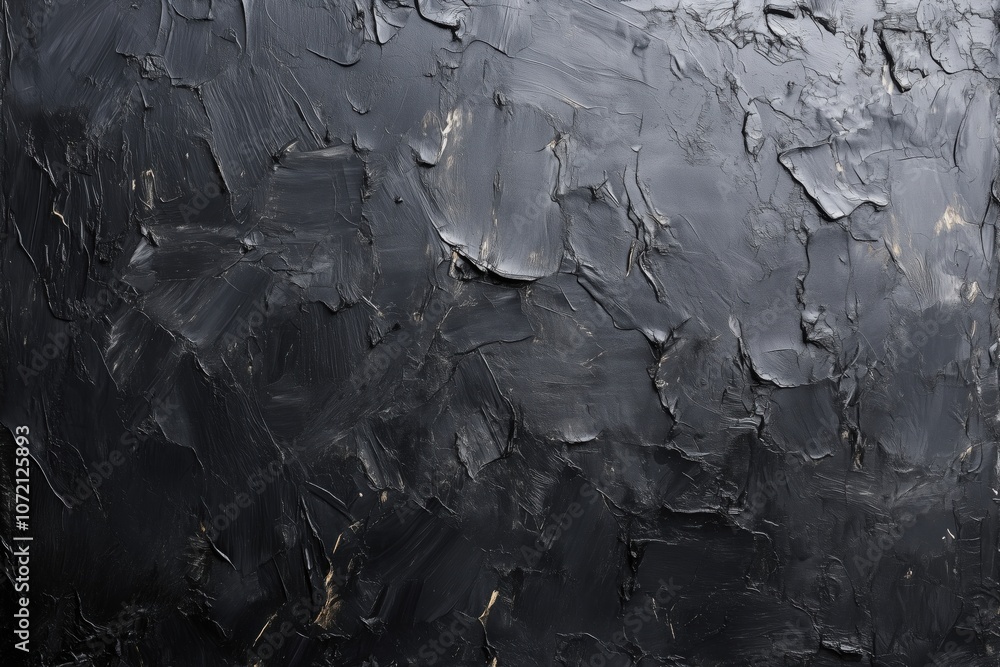 Poster Textured black surface with abstract patterns and depth