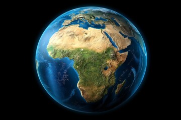 Fototapeta premium A globe with focus on Africa, highlighting the rich details of the continentâ€™s geography