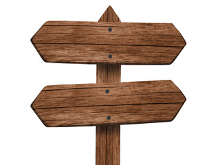 Wooden sign , dark wood isolated on white background