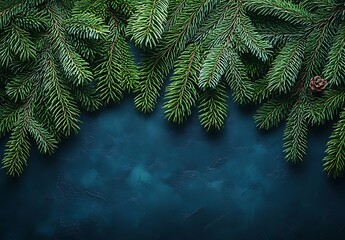  Green Branches on a Blue Surface.