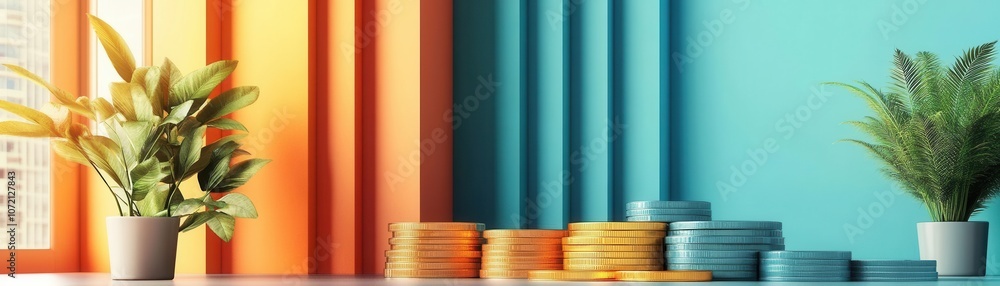 Poster profit investment flat design side view strategic finance theme 3d render splitcomplementary color s