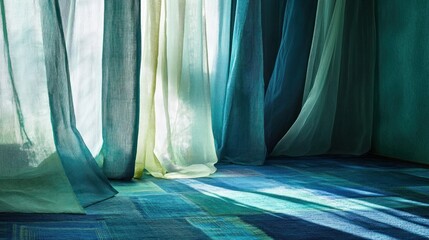 Sheer Curtains in a Room with Blue and Green Tones