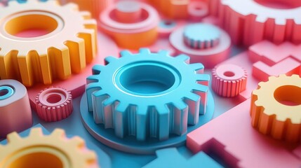 Progress loading flat design top view fastpaced theme 3D render vivid