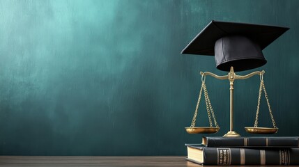 Explore the balance of education and justice a visual representation of the scales of justice with a graduation cap symbolizing academic achievement