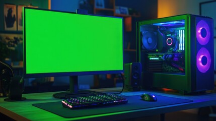 Gaming Setup with Green Screen
