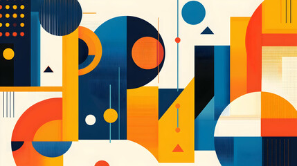 Obraz premium Abstract geometric design with colorful shapes and patterns.