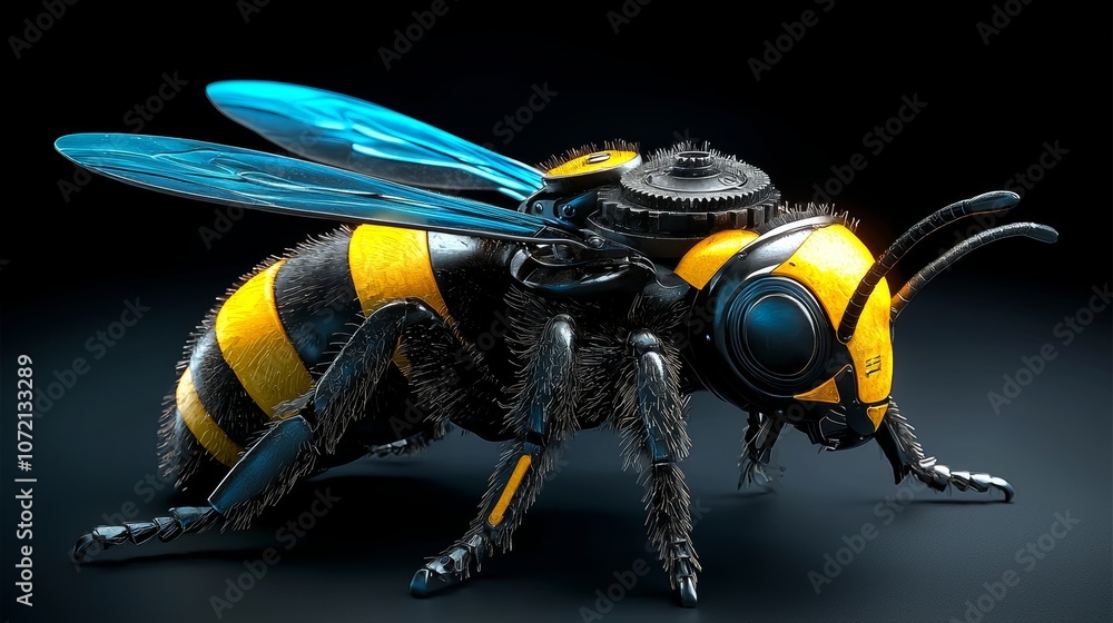 Poster explore the fascinating intersection of robotics and nature through the robotic bee concept