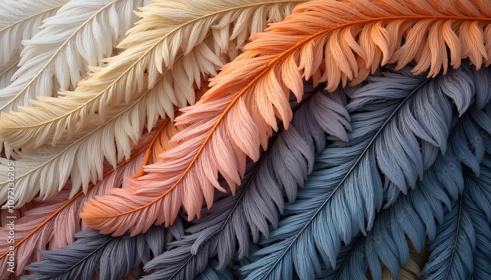 Wall mural seamless texture of feathers featuring realistic patterns in natural colors and soft lighting