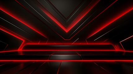 
3d rendering of black and red abstract geometric background. Scene for advertising, technology, showcase, banner, game, sport, cosmetic, business, metaverse. Sci-Fi Illustration. Product display