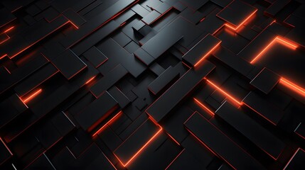 
3d rendering of black and red abstract geometric background. Scene for advertising, technology, showcase, banner, game, sport, cosmetic, business, metaverse. Sci-Fi Illustration. Product display