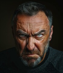 Fototapeta premium Close-up Portrait of an Angry Man