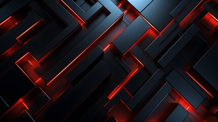 
3d rendering of black and red abstract geometric background. Scene for advertising, technology, showcase, banner, game, sport, cosmetic, business, metaverse. Sci-Fi Illustration. Product display