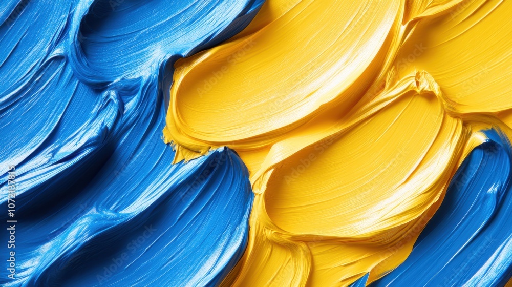 Poster vibrant blue and yellow color blend with rich textures creating an abstract artistic background for 