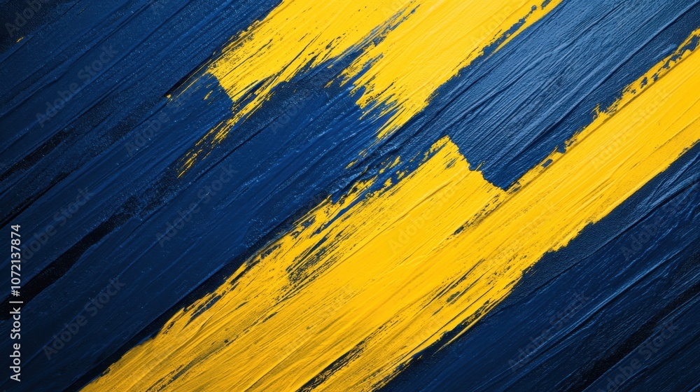 Poster abstract textured background with bold strokes of blue and yellow paint, creating a vivid contrast t