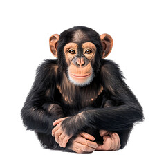 Fototapeta premium [Transparent Background PNG]Cute Chimpanzee Sitting and Looking at Camera
