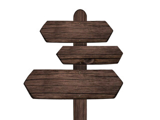 Wooden sign , dark wood isolated on white background