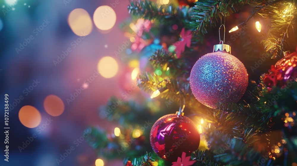 Aufkleber festively adorned christmas tree with shimmering ornaments and glowing lights creating a magical hol