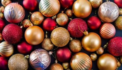 Background of beautiful christmas balls. New Year or Christmas background.