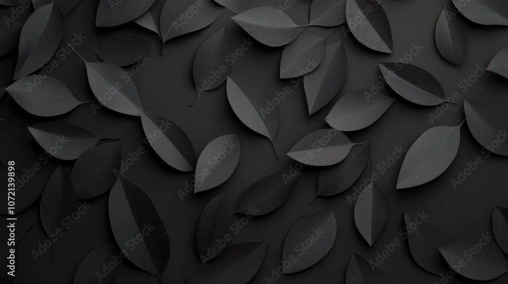 Aufkleber a stunning collection of black leaves on a dark background creating a minimalist and elegant textura