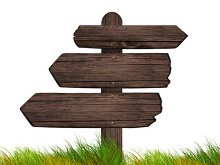 Wooden sign , dark wood isolated on white background