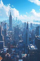 Naklejka premium New York City Skyline on a Sunny Day