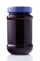 jar of blueberry jam isolated on white background