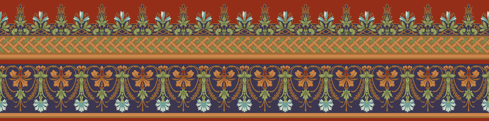 seamless beautiful wallpaper cards border design floral leaf vintage ornament Victorian geometric ethnic print paisley pattern