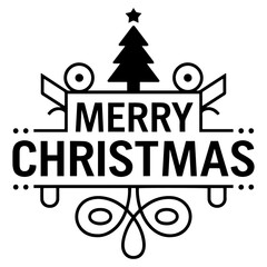 happy new year card. Merry Christmas icon, tree, gift.