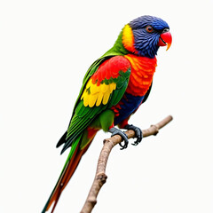 Obraz premium Colorful rainbow lorikeet perched on a branch, showcasing vibrant plumage and striking features, perfect for wildlife enthusiasts, bird lovers, and nature photography collections