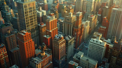 Obraz premium Aerial View of Skyscrapers in a City