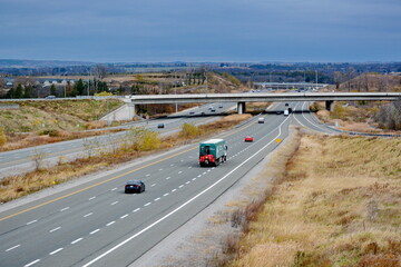 Highway 407 near Markham, Ontario. The 407 ETR is an express toll route highway.