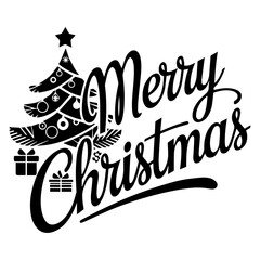 christmas greeting card icon, tree, gift.