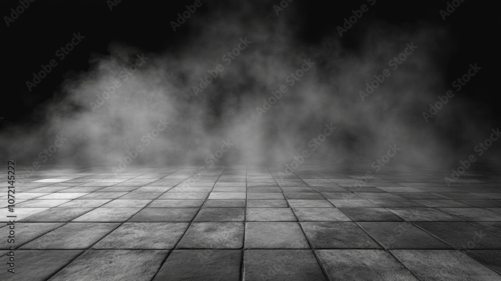Poster mystical gray smoke hovering over a textured floor creating an enigmatic background scene for photog