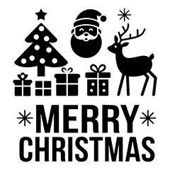 christmas and new year icon, tree, gift.