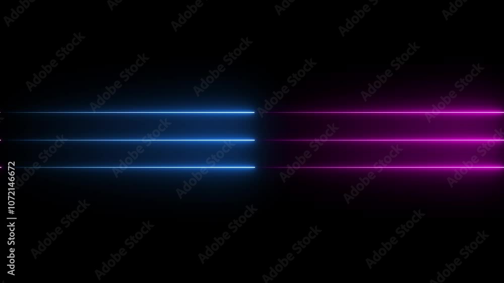 Poster abstract neon lights animated on a black background. neon horizontal lines seamless loop animation .
