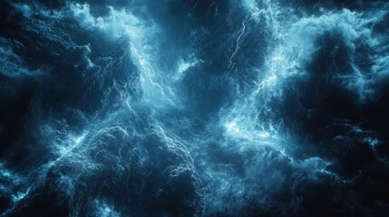 Fototapeta premium Abstract blue lightning pattern with dark background.