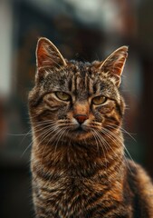 Fototapeta premium A ginger cat is staring at the camera