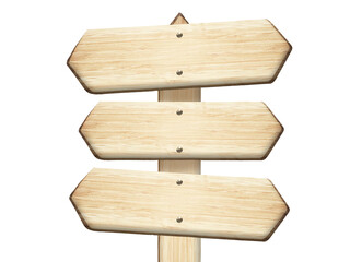 Wooden sign made of light brown wood, highlighted on a white background