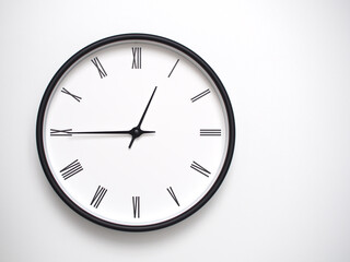 Clock Showing 12.45/00.45 with Roman Numerals – Simple Round Clock for Concepts of Time...