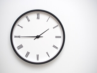 Clock Showing 13.45/01.45 with Roman Numerals – Simple Round Clock for Concepts of Time...