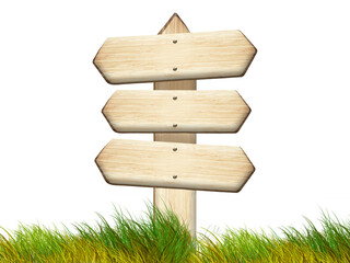 Wooden sign made of light brown wood, highlighted on a white background