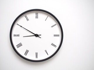 Clock Showing 20.50 or 08.50 with Roman Numerals – Simple Round Clock for Concepts of Time...