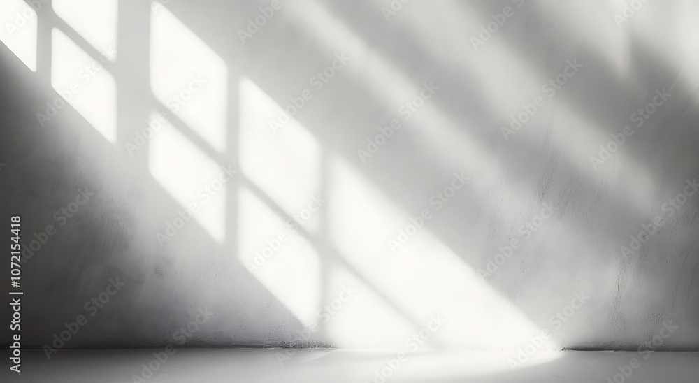 Poster blurred overlay effect for photo and mockups. wall texture with organic drop diagonal shadow and ray