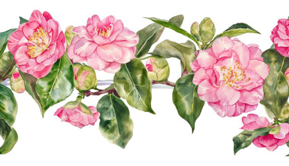 Fototapeta premium PNG Pink camellia flowers blossom plant petal.
