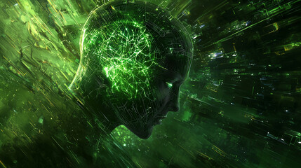 Obraz premium Hyper-Realistic Illustration of Human Head with Glowing Neural Connections | Digital Art Representing Artificial Intelligence
