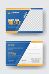Unique and professional layout Creative style property sale business postcard template
